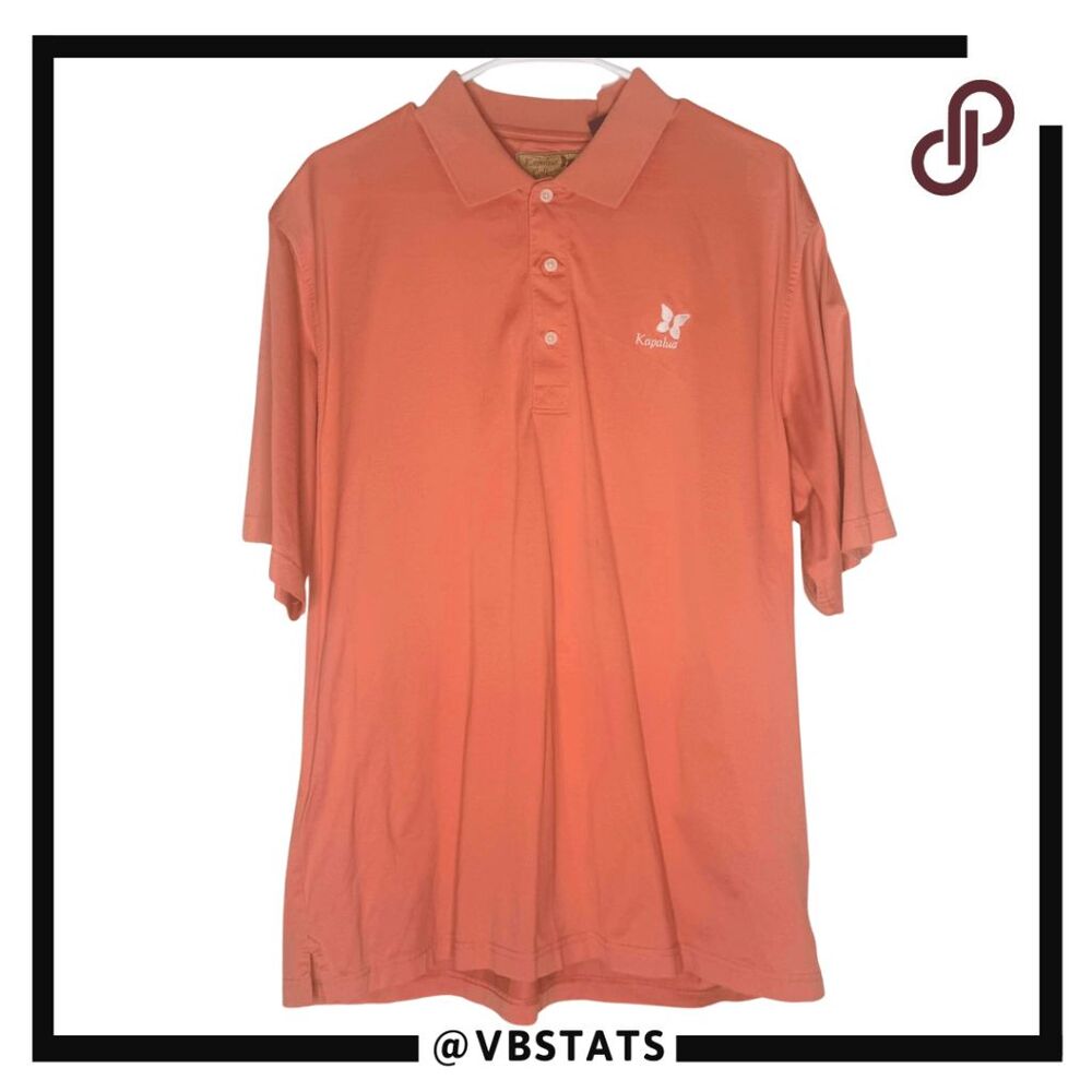 Kapalua Men's Cotton Collared Short Sleeve‎ Golf Polo Shirt Coral Size Large